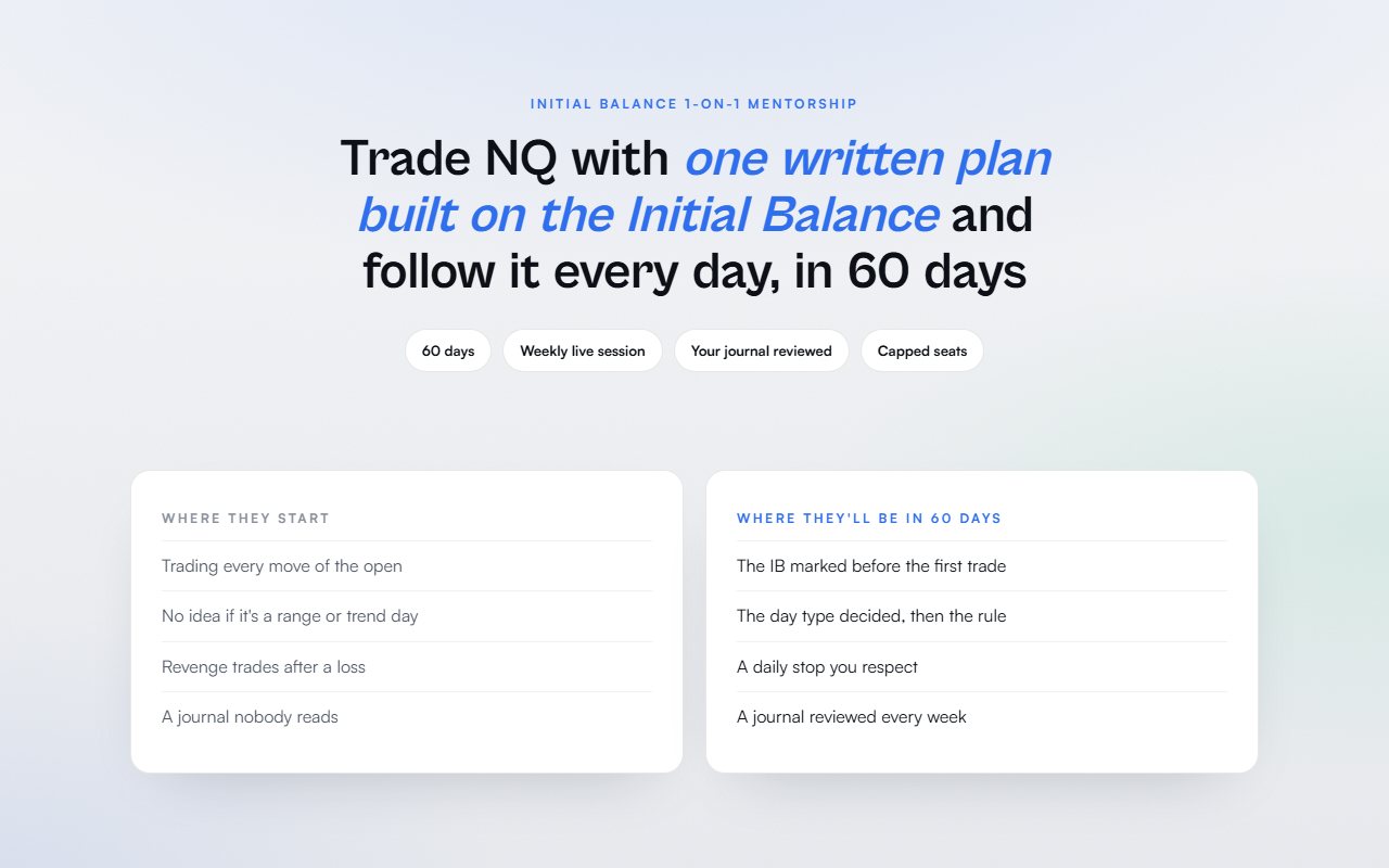 Initial Balance 1-on-1 Mentorship preview